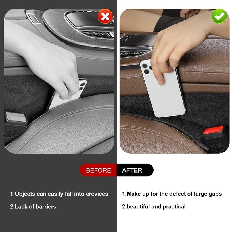 Bcautay 2 Pack Car Seat Gap Filler Car Seat Gap Interior Universal Fit PU Leather Car Seat Gap Plug for Filling Gaps Between Seats and Consoles Stop Things from Dropping - Image 4